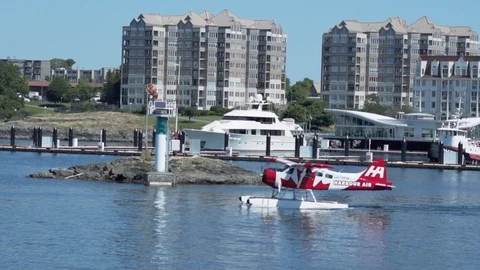 Float Plane in Harbour Stock Footage 115560827