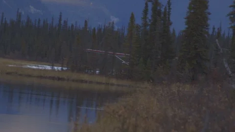 Float Plane Landing In Alatna River Valley Stock Footage 121640180