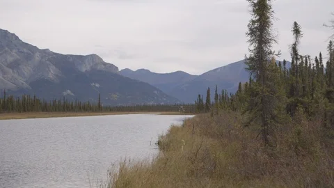 Float Plane Landing In Alatna River Valley Gates of the Arctic Alaska Stock Footage 121640186