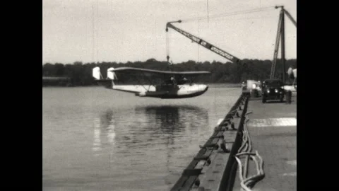 Float Plane Launch 1931 Stock Footage 203543214