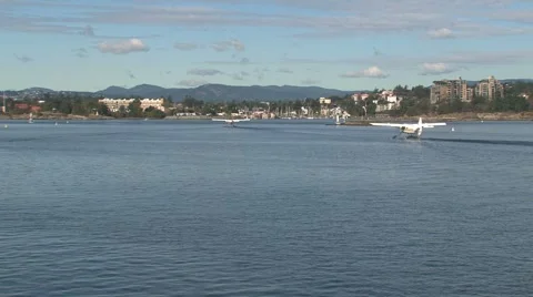 Float plane leaving Victoria, British Columbia, Canada Stock Footage 947262
