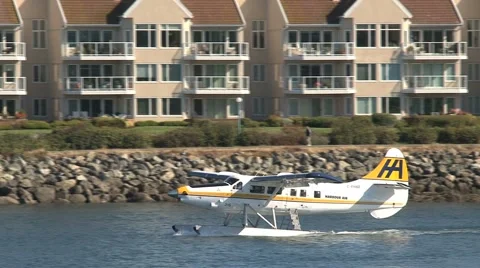 Float plane leaving Victoria, British Columbia, Canada Stock Footage 947385