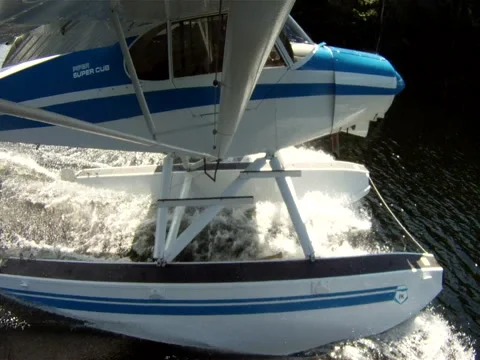 Float plane with mounted camera Stock Footage 50621826