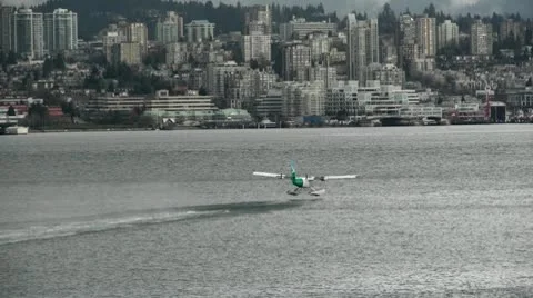 Float Plane Takeoff From Vancouver Harbor Stock Footage 10769470