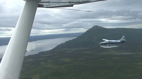FLOAT PLANE FROM UNDER WING Video stock 20590237
