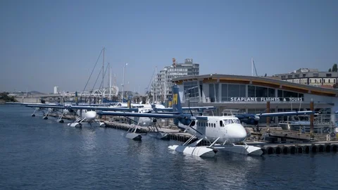 Float planes in Harbour Stock Footage 113034583