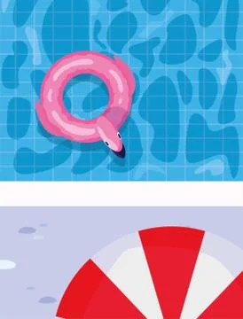 Float pool umbrella summer time vacations design Stock Illustration