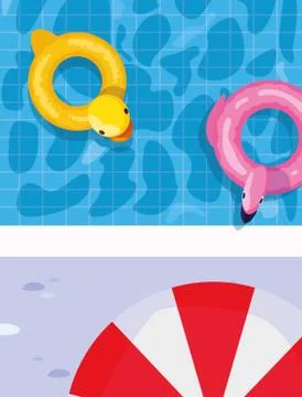 Float pool umbrella summer time vacations design Stock Illustration