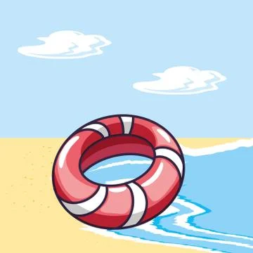 Float protection in beach summer scene Illustrazione stock