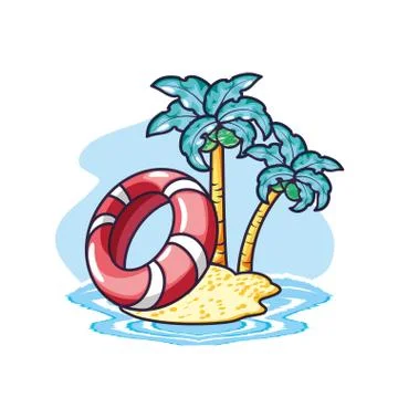 Float protection in island summer scene Stock Illustration