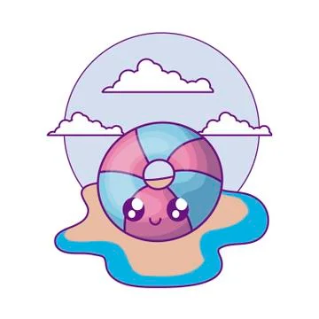 Float protection kawaii in the beach 库存插图