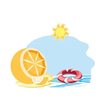 Float protection summer in the beach with orange Stock Illustration