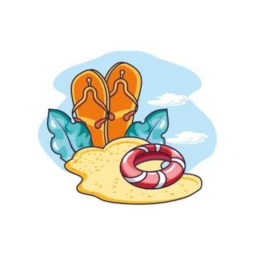 Float protection summer with flip flops in beach Illustrazione stock