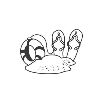 Float protection summer with flip flops in beach Illustrazione stock