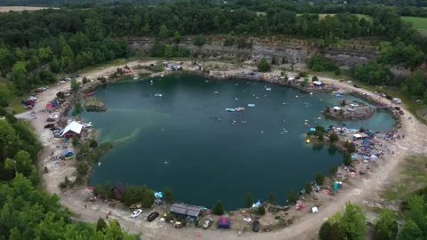 Float for Recovery at Lagrange Quarry La Grange Kentucky Drone View Video stock 142845420