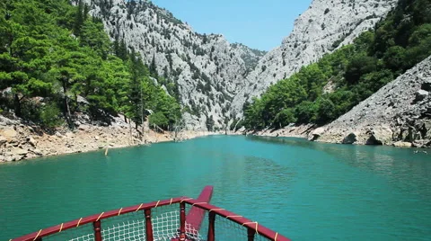 Float On The River In Canyon. Forest, Mountains, Rocks, Fishing, Nature Video stock 56451518