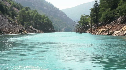 Float On The River In Canyon. Forest, Mountains, Rocks, Fishing, Nature Stock Footage 56515859