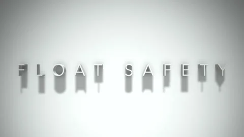 Float safety 3D title animation white text on a white background Stock Footage 299419396