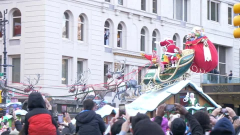 Float with Santa Claus concludes 96th Macy's Thanksgiving Day Parade Stock Footage 248911925