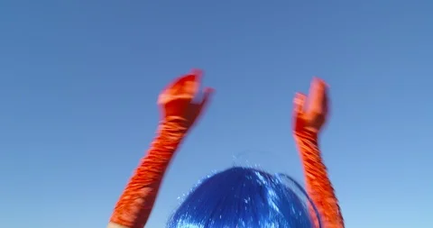 On the float  - she is waving - carnival concept or celebration concept Vídeos de archivo 103308407