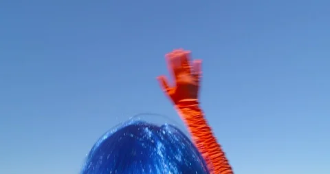 On the float  - she is waving - carnival concept or celebration concept Vídeo Stock 103309177