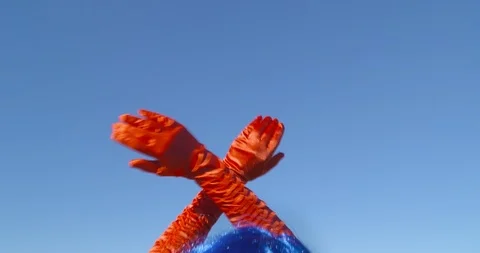 On the float  - she is waving - carnival concept or celebration concept Stock-Footage 103309396