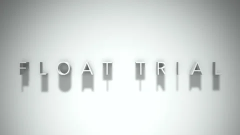 Float trial 3D title animation with shadows on a white background Stock Footage 296847478