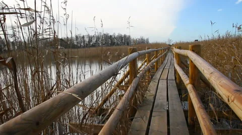 Float wooden path. Stockbeeldmateriaal 57735271