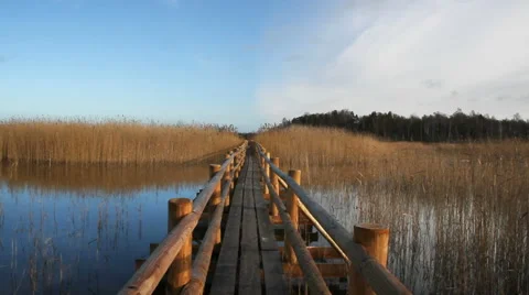 Float wooden path. Stockbeeldmateriaal 57735340