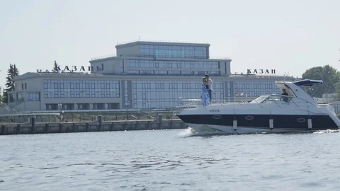 Float on a Yacht at the Kazan Station Stock Footage 87971688