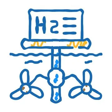 Floatage station for hydrogen production icon doodle illustration Stock Illustration
