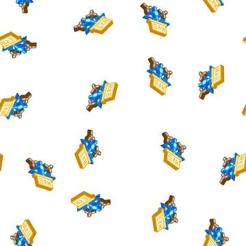 Floatage station for hydrogen production isometric icon seamless pattern Stock Illustration