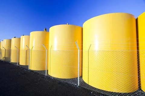 Floatation devices on lyness harbour, Hoy, Orkney Isles, Scotland, UK. Foto stock