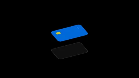 Floating 3d credit cards in grid pattern on black background Stock Footage 346761340
