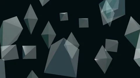 Floating 3d crystal diamonds rotating on dark background seamless loop animation Stock Footage 347077602