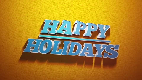 Floating 3d Happy Holidays in blue and white on yellow background 動画素材 281839460