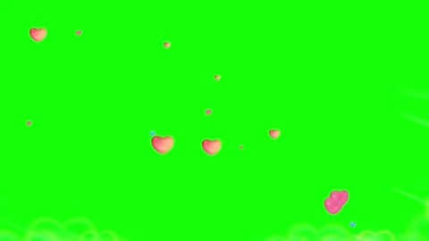 Floating 3D hearts on green screen Stock Footage 341377040