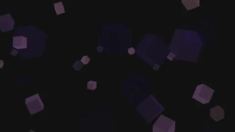 Floating 3D Motion Cubes, Purple Geometric Particle Overlay on Dark Background Stock Footage 340596104