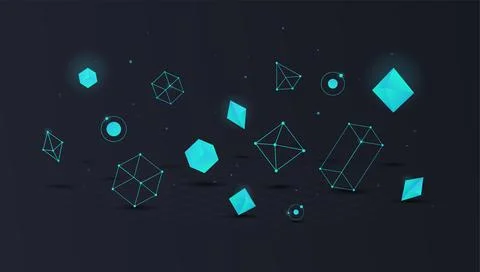 Floating 3D neon Stock Illustration