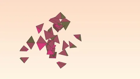 Floating 3D Pink Pyramids and Geometric Polyhedra Clustering Stock Footage 340899387