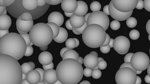 Floating 3D Sphere Atoms, White Particle Molecular Cluster Overlay on Dark BG Stock Footage 340595610