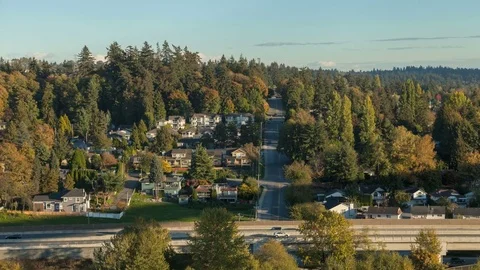 Floating 4K+ Hyperlapse / Timelapse over Delta, BC neighbourhood Stock Footage 76439940
