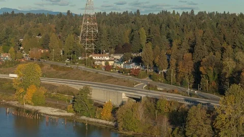 Floating 4K+ Hyperlapse / Timelapse shot of Fraser River at sunset in Delta, BC Stock Footage 76439961