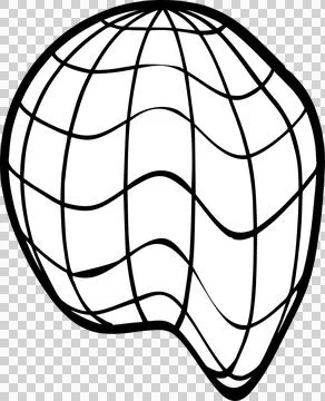 Floating abstract 3D wireframe mesh showing warped sphere with black grid on Stockillustratie