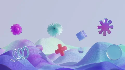 Floating Abstract Colorful Geometric Objects with Flowing Shape Loop 库存影片 281605489