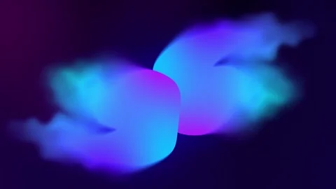 Floating abstract gradient shapes with glowing blue and purple motion blur 库存影片 334977949