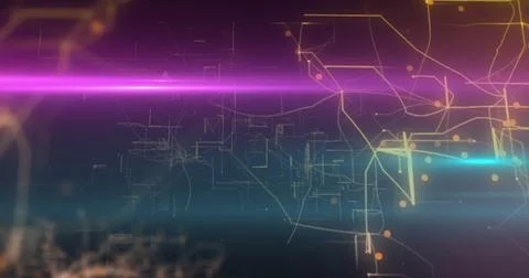 Floating abstract network structure illuminating virtual digital space, with Stock Illustration