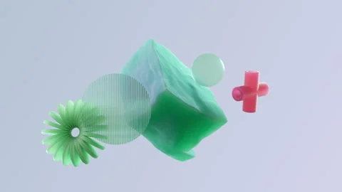 Floating Abstract Objects Motion Design Art Background 库存影片 281605570