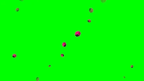 Floating abstract pink and brown cubes scattered on a bright green background Stock-Footage 340904682