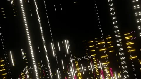 Floating abstract pixel mosaic of neon color Stock Footage 170826324
